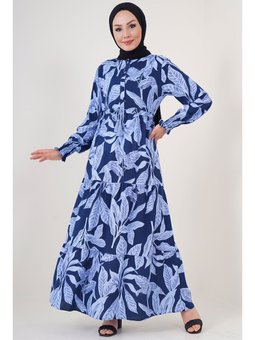 Desenli A.lacivert Elbise
