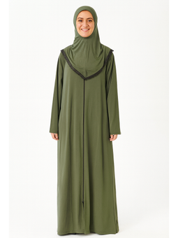 Kendinden Örtülü Fermuarlı Namaz Elbisesi – Yeşil
