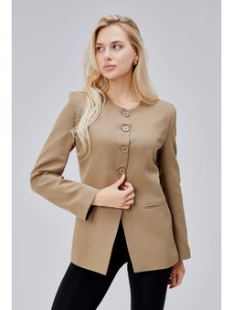 Bisiklet Yaka Regular Dokuma Koyu Haki Ceket