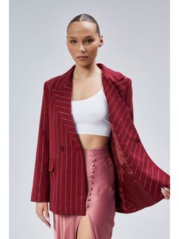 Taş İşlemeli Regular Vatkalı Blazer Bordo Ceket