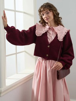 Balon Kol Triko Bordo Hırka