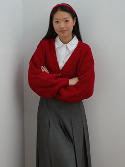 Balon Kol Triko Kırmızı Hırka