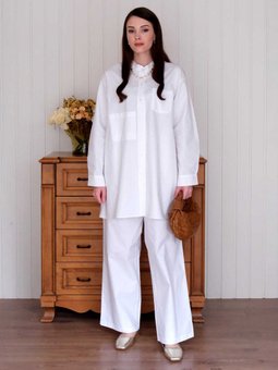 Çapraz Cep Detay Beyaz Gömlek