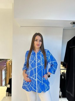 Büyük Bedeb Fermuarlı Mavi Bluz