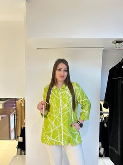 Büyük Bedeb Fermuarlı Yeşil Bluz