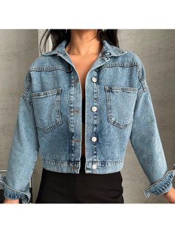 Kot Çift Cepli Denim Mavi Ceket