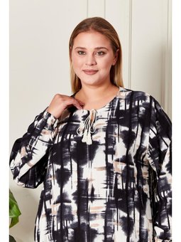 Büyük Beden İpli Siyah Tunik