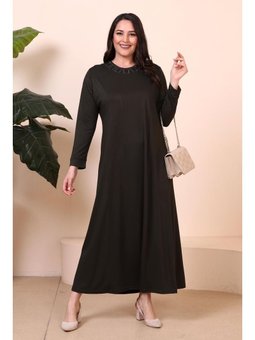 Tesettur Giyim Boydan Kadin Anne Buyuk Beden Haki Elbise