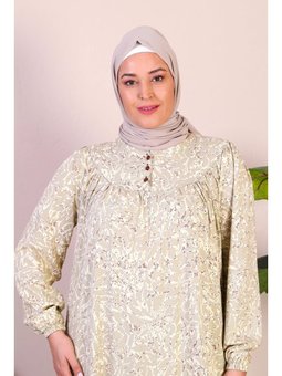 Uzun Buyuk Beden Anne Yazlik Tesettur Giyim Vizon Elbise