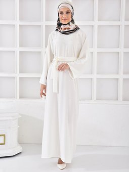 İnci Aksesuar Detaylı Tuncay Elbise Ekru