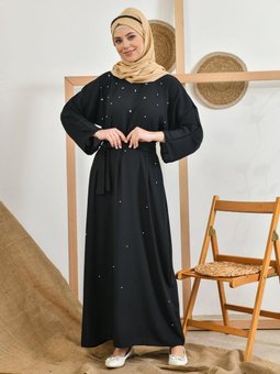 İnci Aksesuar Detaylı Tuncay Elbise Siyah