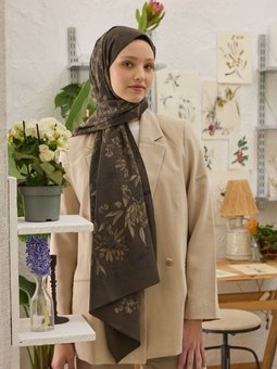 Aster Desen Koyu Kahve Şal