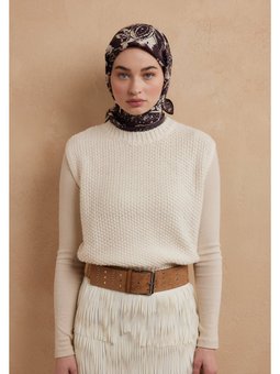 Floral Paısley Desen Pamuk İpek Mürdüm Eşarp