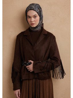 Helene Desen Pamuk İpek Eşarp Sıcak Kahve