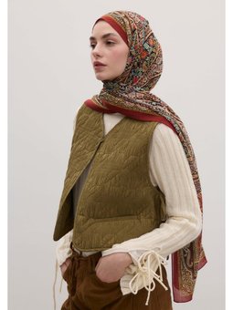 Nordıc Paısley Desen Kırmızı Şal