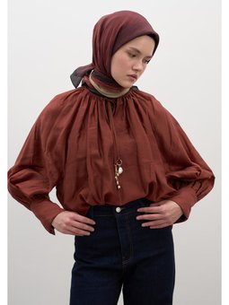 Ombre Desen Pamuklu Viskon Kiremit Eşarp