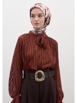 Vanılla Blossom Desen Pamuklu Viskon Bordo Eşarp