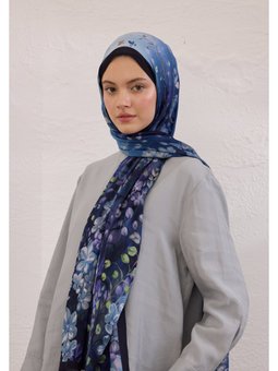 Wısterıa Desen Rami Lacivert Şal