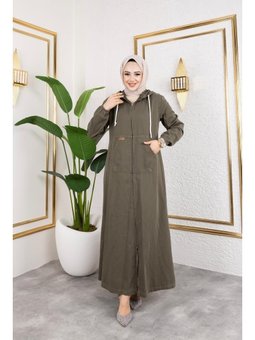 Fermuarlı Kapüşonlu Pamuk Gabardin Kap