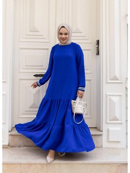 Kat Kat Ribanalı Mavi  elbise