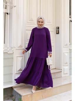 Kat Kat Ribanalı Mor  elbise
