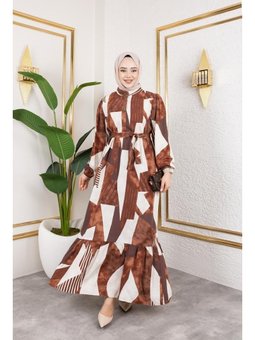 Kuşaklı Viskon Elbise