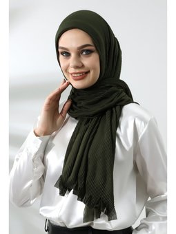 Hazır Pratik Fitilli Pamuklu Haki Şal