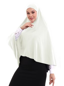 Malezya Model Pratik Çarşaf Üstü Kolsuz Sufle Krem Eşarp