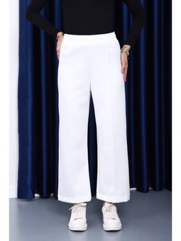 Beyaz Önden Dikişli Scuba Pantolon
