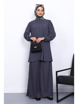 Füme Bürümcük Tunik Pantolonlu Takım