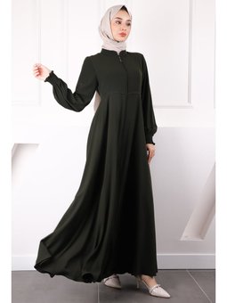 Haki Kol Gipeli Fermuarlı Ferace