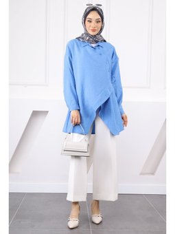 Mavi Yandan Bağlamalı Modal Tunik