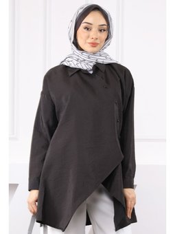 Siyah Yandan Bağlamalı Modal Tunik