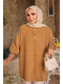 Vizon Dik Yaka Angora Yumoş Hırka