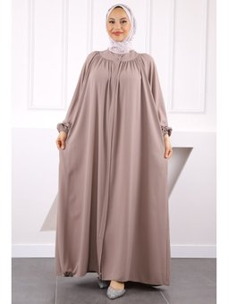 Vizon Kol Lastikli Fermuarlı Ferace