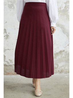 Luisa Beli Lastik Piliseli Kırmızı Etek