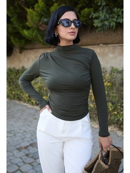 Omuzu Pileli Haki Bluz