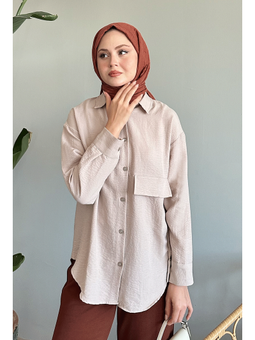 Tek Cepli Bej Salaş Gömlek