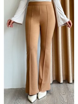 Yüksek Bel İspanyol Paça Camel Palazzo Pantolon