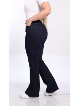 Esnek İspanyol Paça Büyük Beden Kot Pantolon Koyu Mavi
