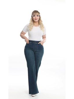 İp Bağlamalı Lastikli Bel Büyük Beden Kot Pantolon Koyu Mavi