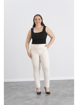 Kız Kumaş Pantolon Bej Büyük Beden