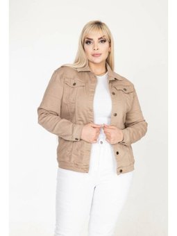 Pamuk Gabardin Büyük Beden Esnek Spor Ceket Bej