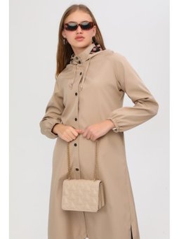 Spor Kapüşonlu Kap Bej Trençkot