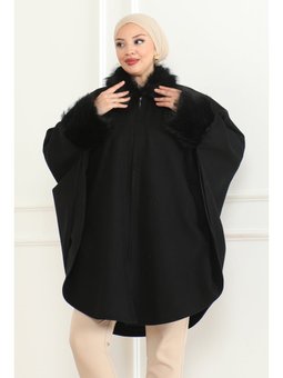 Kürklü Siyah Panço