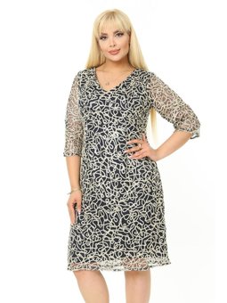 Kısa Abiye Elbise Laci Altın Büyük Beden Lacivert