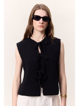 Bağcıklı Triko Siyah Yelek