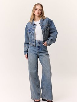 Cepli Kısa Denım Koyu Mavi Ceket