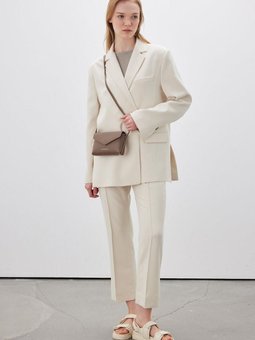 Düz Kesim Kumaş Bej Pantolon