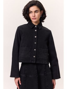 Kısa Denım Gömlek Siyah Ceket